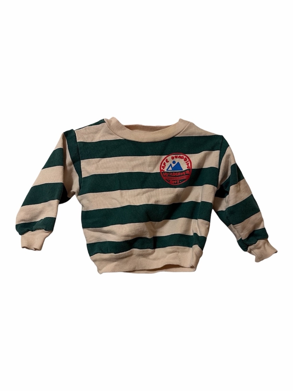 Bonmot Wilderness 100% Organic Striped Green & Cream Kids Sweatshirt